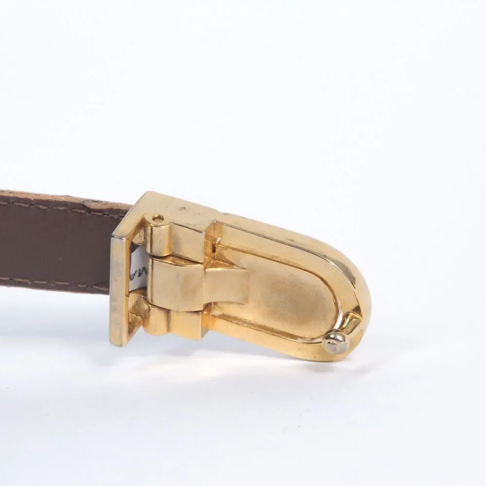 Genuine Snakeskin Exotic Belt Womens Size M/L Skinny Brown Gold Buckle Unbranded